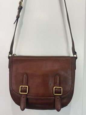 Frye Chestnut Brown Leather Crossbody Saddlebag - Lily